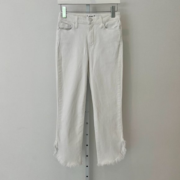 PAIGE HOXTON STRAIGHT ANKLE FRAY WHITE JEANS SIZE 27